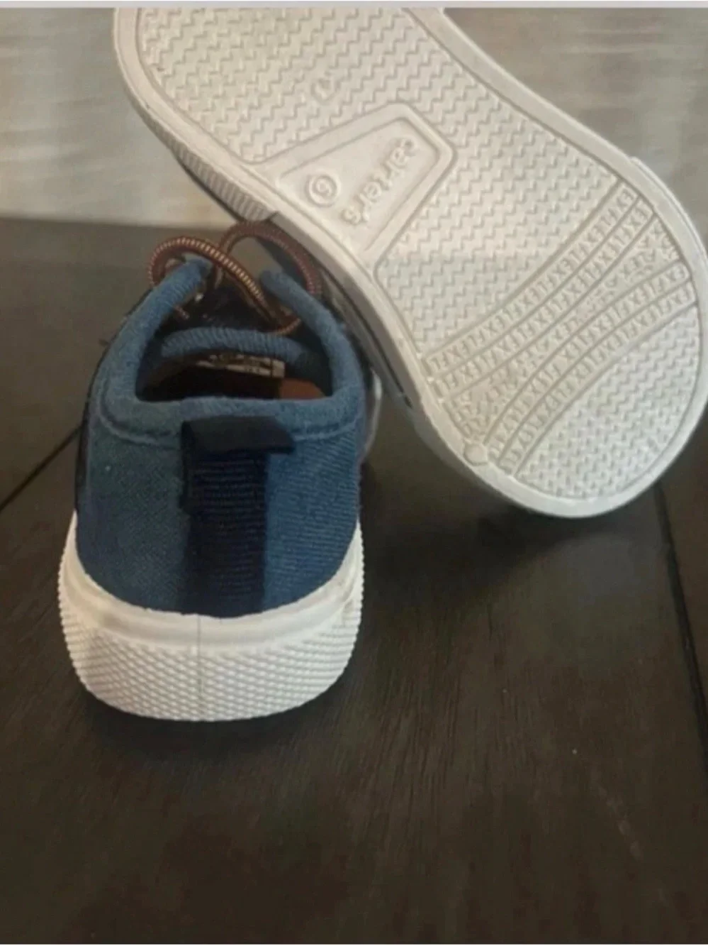 Carter's Navy and Black Kids Canvas Sneakers with Brown Laces